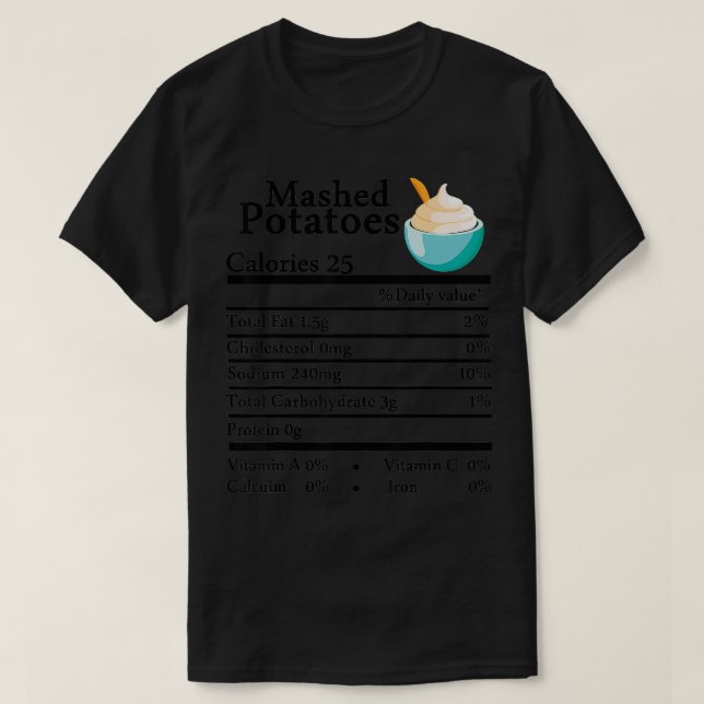 Camiseta Batatas amassadas Nutrição Graças Figurume Foo (Frente do Design)