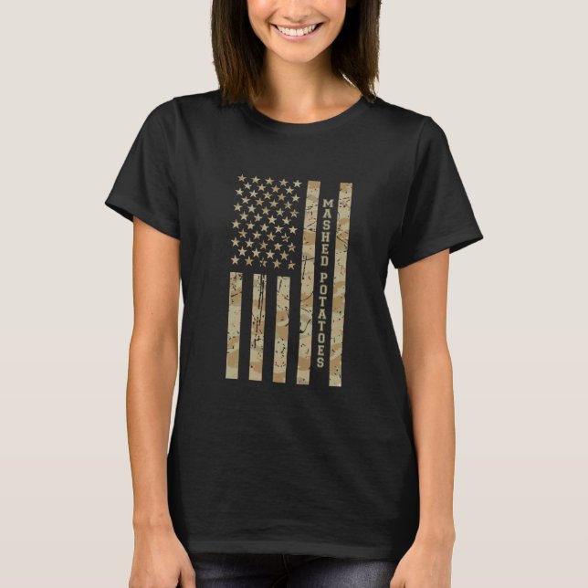 Camiseta Batatas Amassadas Roupa engraçada de comida Camufl (Frente)