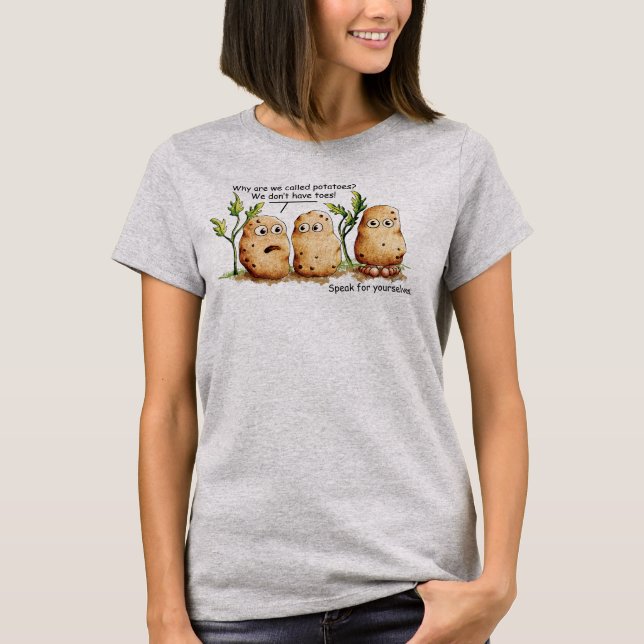 Camiseta Batatas Cuecas Tem Pés Engraçados Batata Luz (Frente)