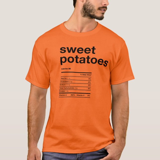 Camiseta Batatas doces Informações nutricionais (Frente)