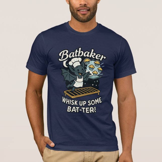 Camiseta Batbaker Cute Bat Baker Pun Illustration (Frente)