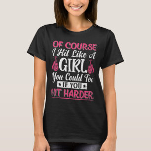 Camiseta Bate Como Uma Garota Divertida Gritando O Kickboxe