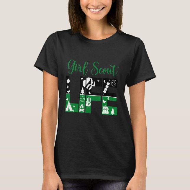 Camiseta Batedeira de Biscoito de Escoteira da Vida Preta e (Frente)