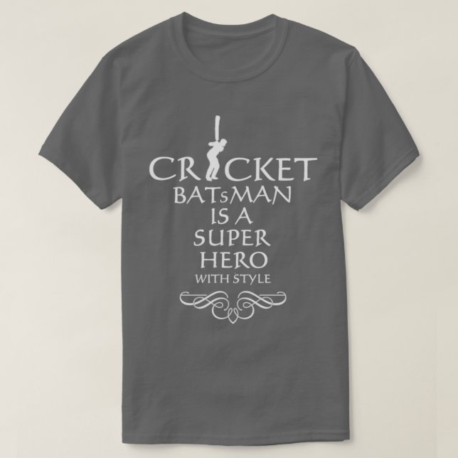 Camiseta Batedor de críquete, super-herói1 (Frente do Design)