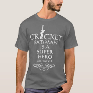 Camiseta Batedor de críquete, super-herói1