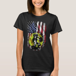 Camiseta Batedor de Softball Patriótico com Bandeira Americ