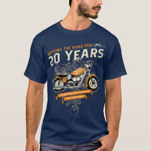 Camiseta Bater na estrada por 20 anos Casando com 20 Biker 