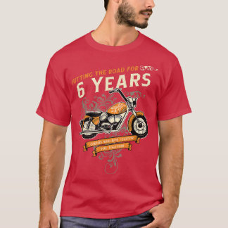 Camiseta Bater na estrada por 6 anos de 6 de Biker Casament