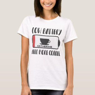 Camiseta Bateria Baixa Personalizada Precisa De Mais Café