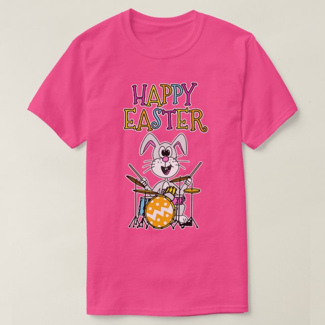 Camiseta Bateria De Bateria De Coelhinho De Páscoa (Frente do Design)