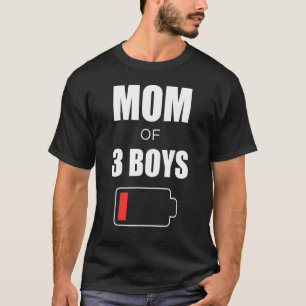 Camiseta Bateria de mamãe Motheru2019s Dia Mãe de 3 Rapazes