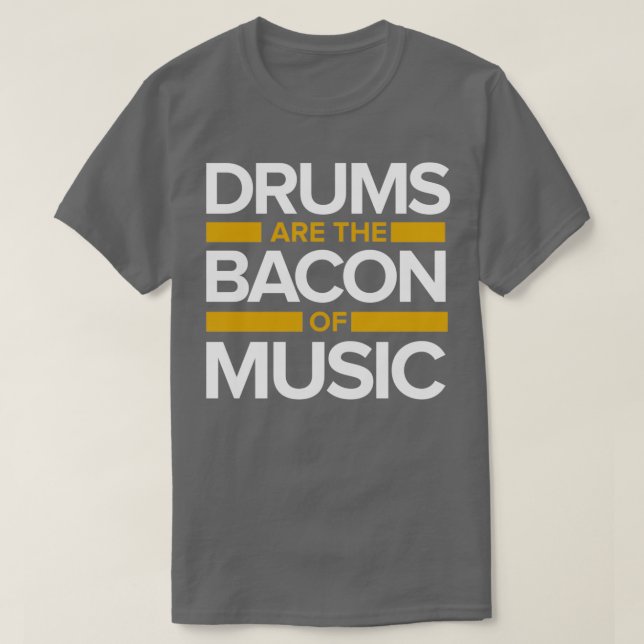 Camiseta Bateria de música Bacon 1 (Frente do Design)
