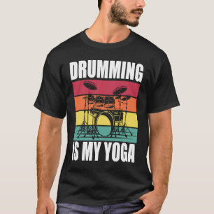 Camiseta Bateria é meu Yoga Baterista Músico Retro