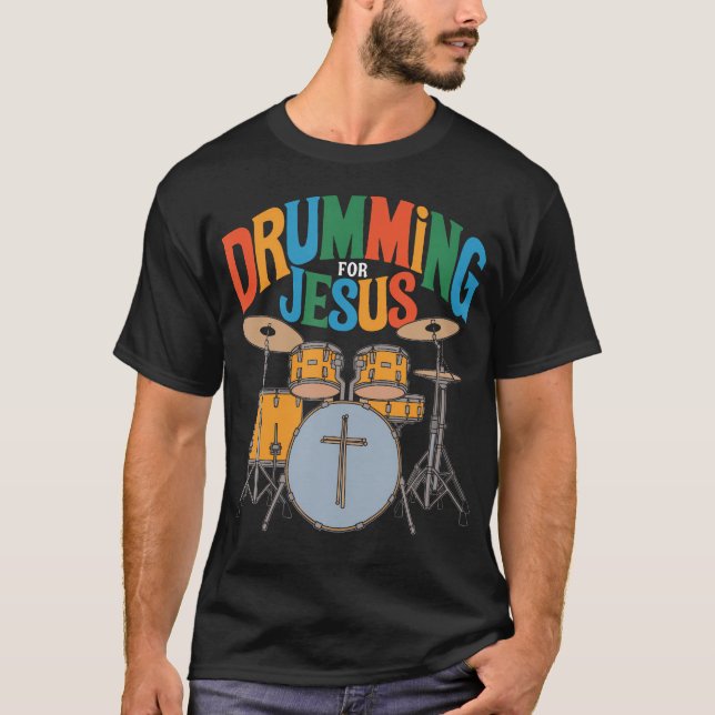 Camiseta Bateria Para Jesus Baterista e Percussionista (Frente)