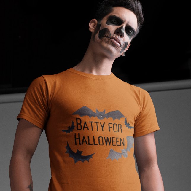 Camiseta Bateria para o Halloween Bat Vampire Assustado (Batty Shirt)
