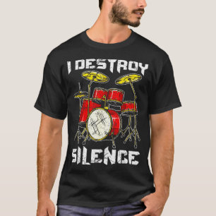 Camiseta Bateria Percussão Bateristas Eu Destruo Silêncio B