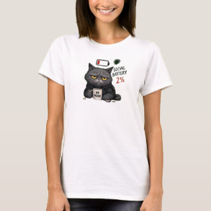 Camiseta Bateria Social Engraçada 2% Gato Mal-Humorado Bebe