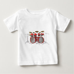 Camiseta Bateria Vermelha: 10 Peças: