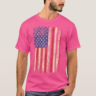 Camiseta Bateria Vintage Tambor Stick Usa Bandeira American