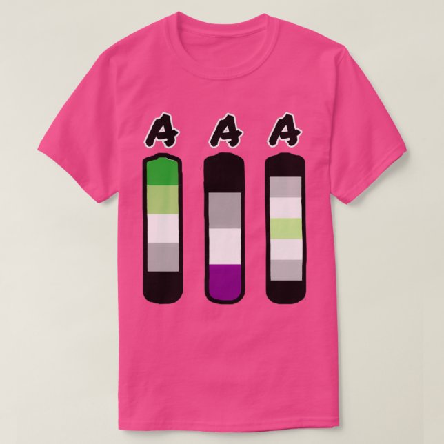 Camiseta Baterias aromáticas assexuadas de agender aromátic (Frente do Design)