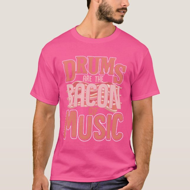 Camiseta Baterias são o bacon da música retrô (Frente)