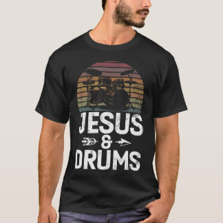 Camiseta Baterista Cristão Jesus Tambores Baquetas Fé