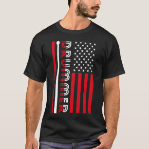 Camiseta Baterista Em 4 De Julho Dotou Drummer Patriótico