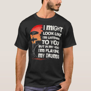 Camiseta Baterista Engraçado Linha de Bateria Bateria Bastã