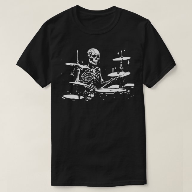 Camiseta baterista esquelético (Frente do Design)