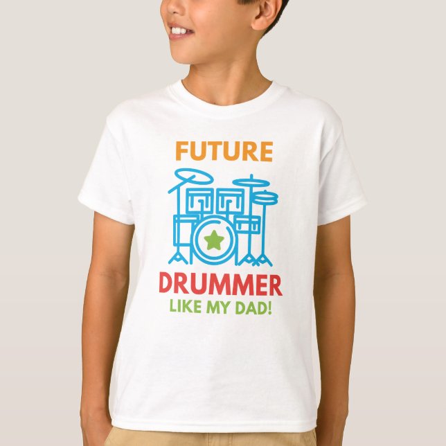 Camiseta Baterista Futuro Como Meu Pai (Frente)