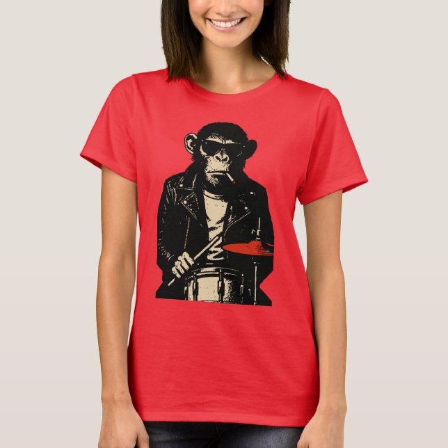 Camiseta Baterista Rebelde Chimpanzé (Frente)