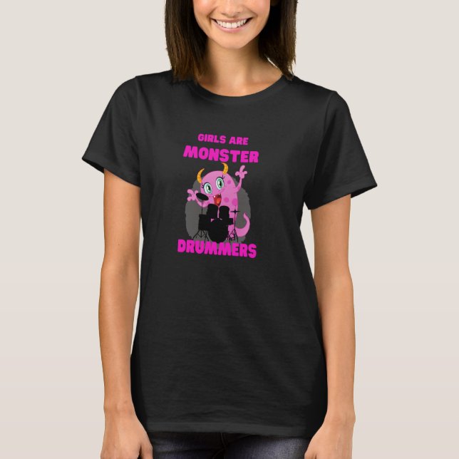 Camiseta Bateristas Meninas  Mulheres Tamborilando  3 (Frente)