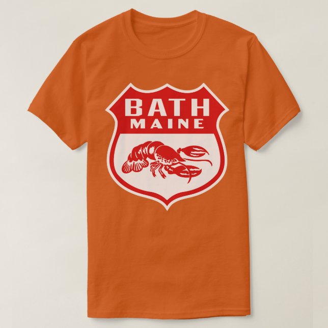 Camiseta Bath Maine Retro Shield Red (Frente do Design)