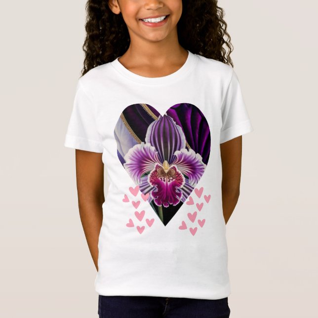 Camiseta Batida de Coração: Orquídea Adorava. (Frente)