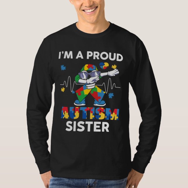 Camiseta Batida De Fita Eu Sou Uma Irmã Orgulhosa Do Autism (Frente)