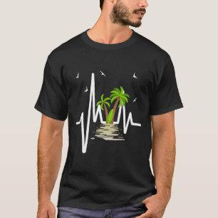 Camiseta Batida Do Coração Com Palmeiras Tropicais Praia Il