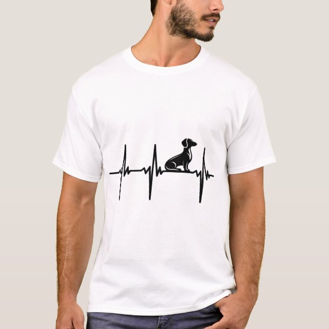 Camiseta Batida do Coração para Cães Dachshund Fieis (Frente)