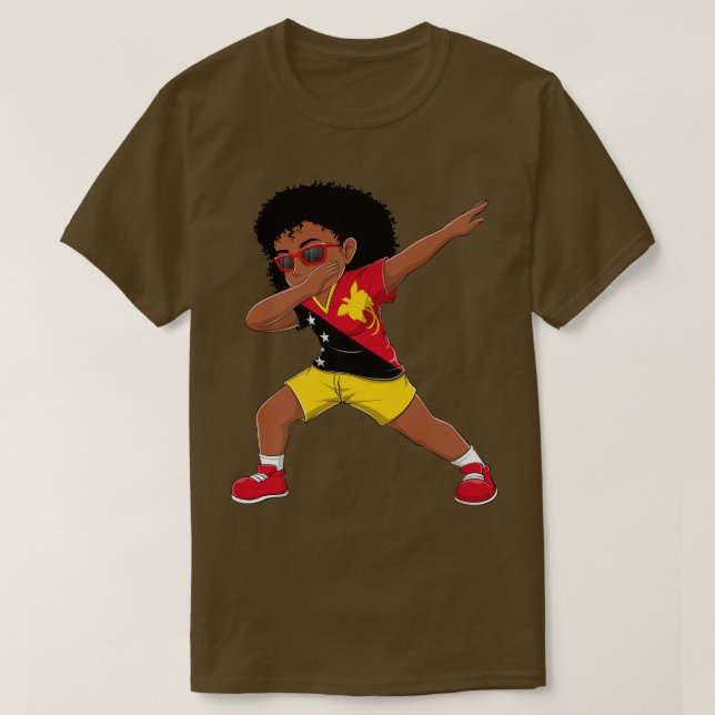 Camiseta Batida Menina Papua Nova Guiné Bandeira Crianças D (Frente do Design)
