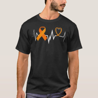Camiseta Batimento cardíaco Banda laranja Leucemia Presente