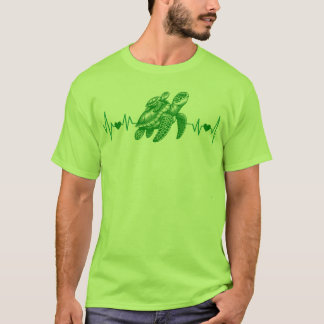 Camiseta batimento cardíaco de tartaruga-do-mar, merca de c