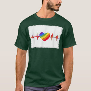 Camiseta Batimento cardíaco engraçado do arco-íris branquea