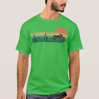 Camiseta batimento cardíaco moto moto moto moto de motocicl