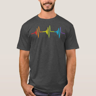 Camiseta Batimento cardíaco Rainbow Gender Support Orgulho