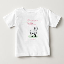 Camiseta Batismo da Netinha Rosa Menina Cordeiro Nome e Dat