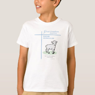 Camiseta Batismo do Bisneto Azul Cordeiro Personalizado