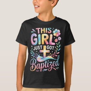 Camiseta Batismo Esta Menina Acaba de Ser Batizada Cruz Cri