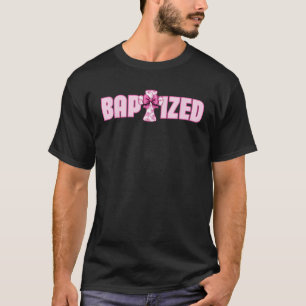 Camiseta Batizado De Cruz De Toalha Rosa E Arco De Coquete