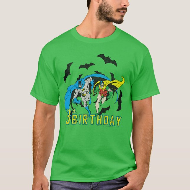 Camiseta Batman e Robin da DC Comics 3º Aniversário Morcego (Frente)