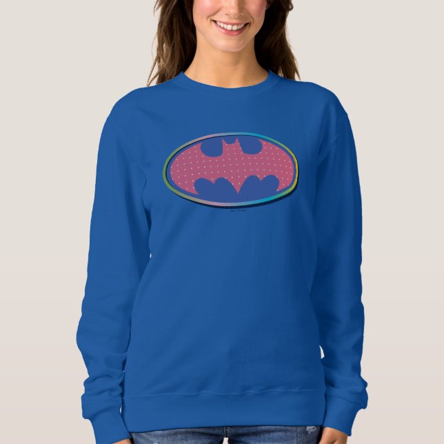 Camiseta Batman | Logotipo de Bolinhas rosa (Frente)