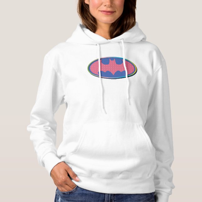 Camiseta Batman | Logotipo de Bolinhas rosa (Frente)